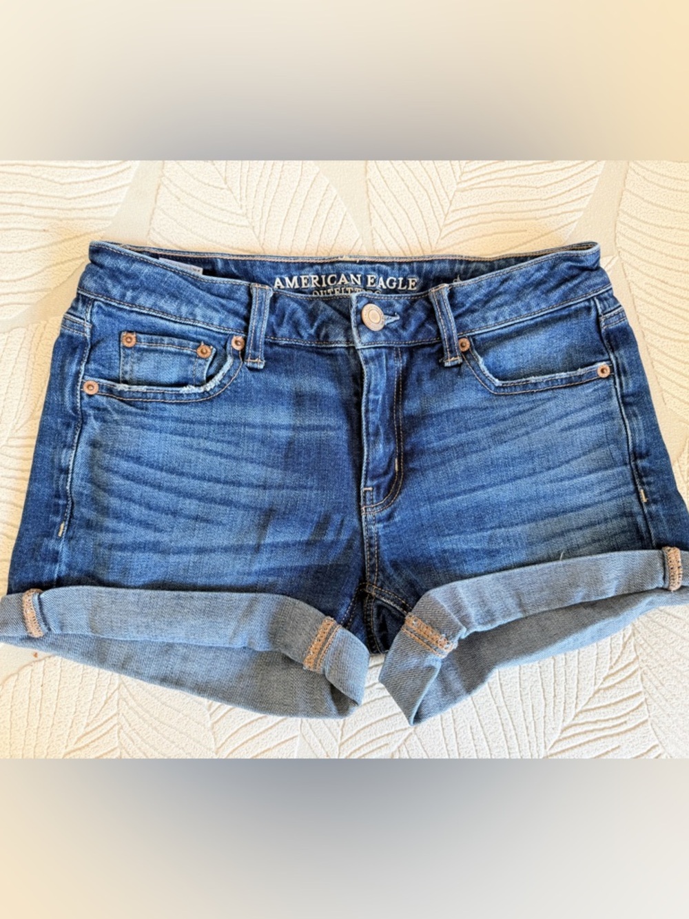 American Eagle Outfitters Blue Denim Rolled-Hem Shorts